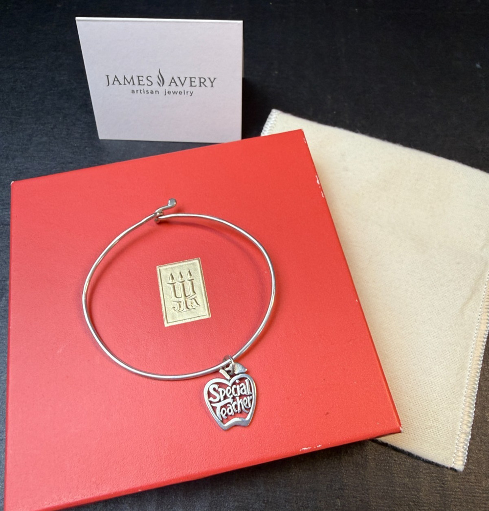 Retired James Avery Sterling Silver “Special Teacher” Charm on Hook-on Bracelet